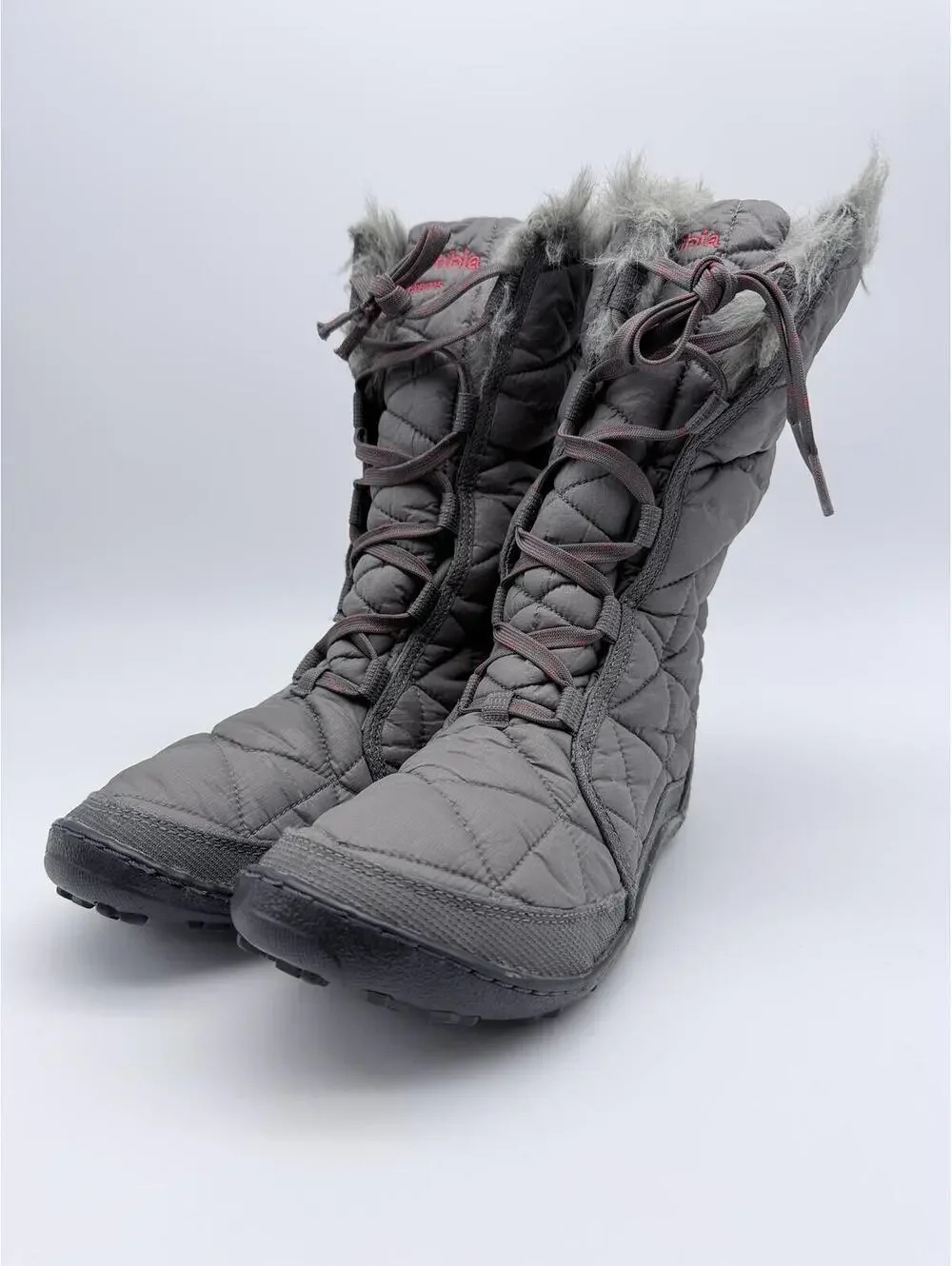 Columbia Minx Mid II‎ Omni-Heat Womens 9 Gray Faux Fur Winter Boots YL5164-051